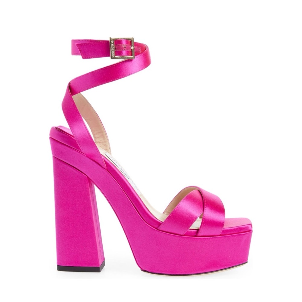 Jimmy Choo Gaia Ankle Wrap Platform Sandal in Fuchsia